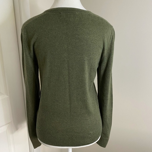 Banana Republic Green Lyocell Blend Button Long Sleeve Crew Neck Sweater- Sz-S - Picture 6 of 16